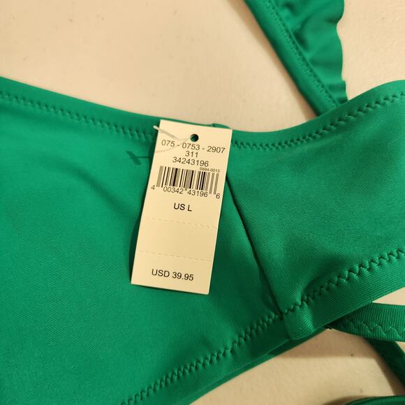 Aerie Ruffle Wrap Bikini Top Emerald Green Size Large - Picture 8 of 10